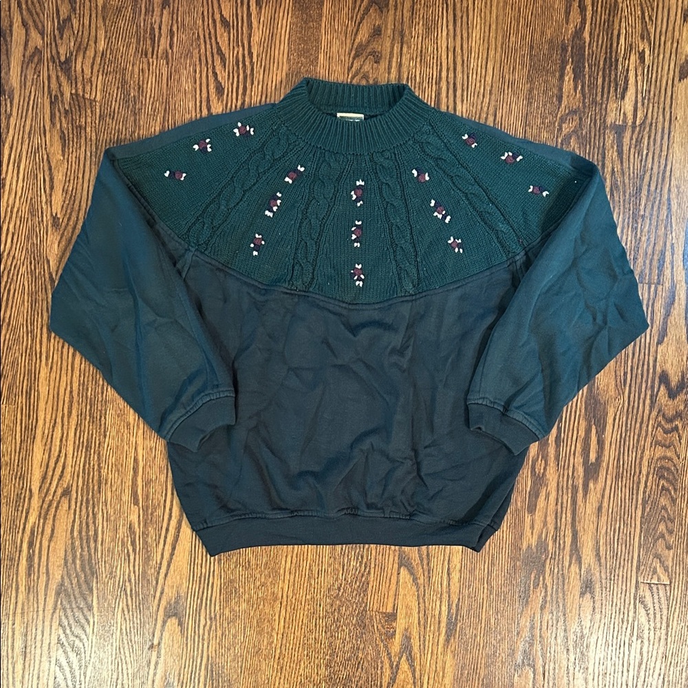 Vintage 80s Lady Footlocker Sweatshirt with Cable Knit Upper